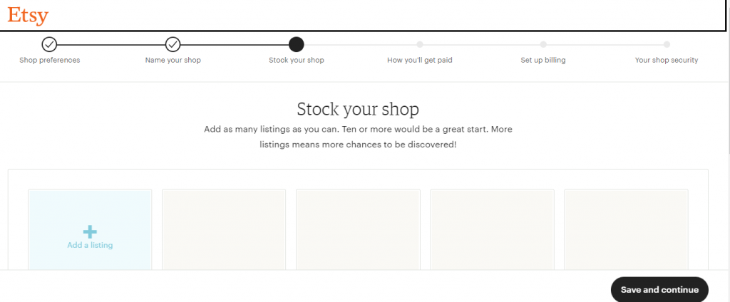 Stock your shop - Create etsy listing