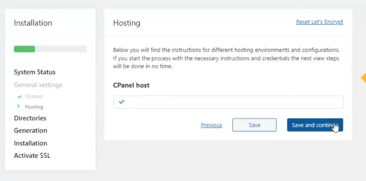 hosting section cpanel